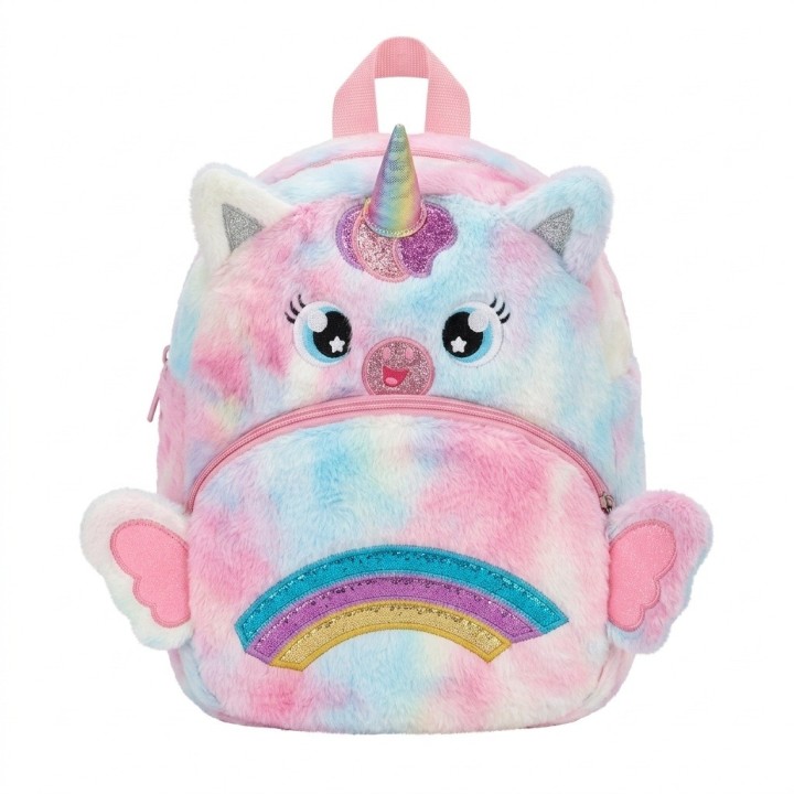 Morral Mochila Peluche Unicornio Niña Alas 3d