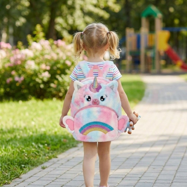 Morral Mochila Peluche Unicornio Niña Alas 3d