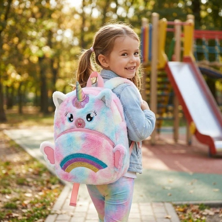 Morral Mochila Peluche Unicornio Niña Alas 3d