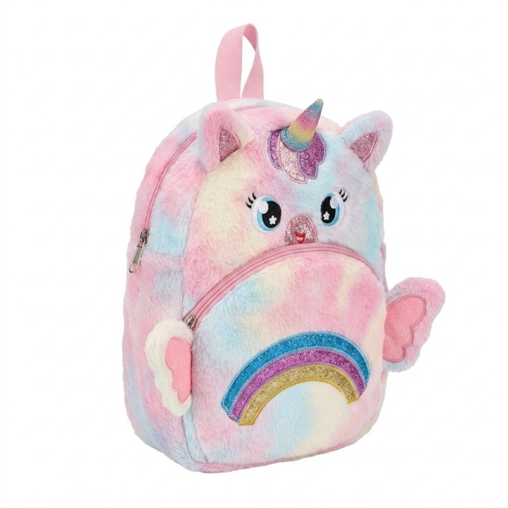 Morral Mochila Peluche Unicornio Niña Alas 3d
