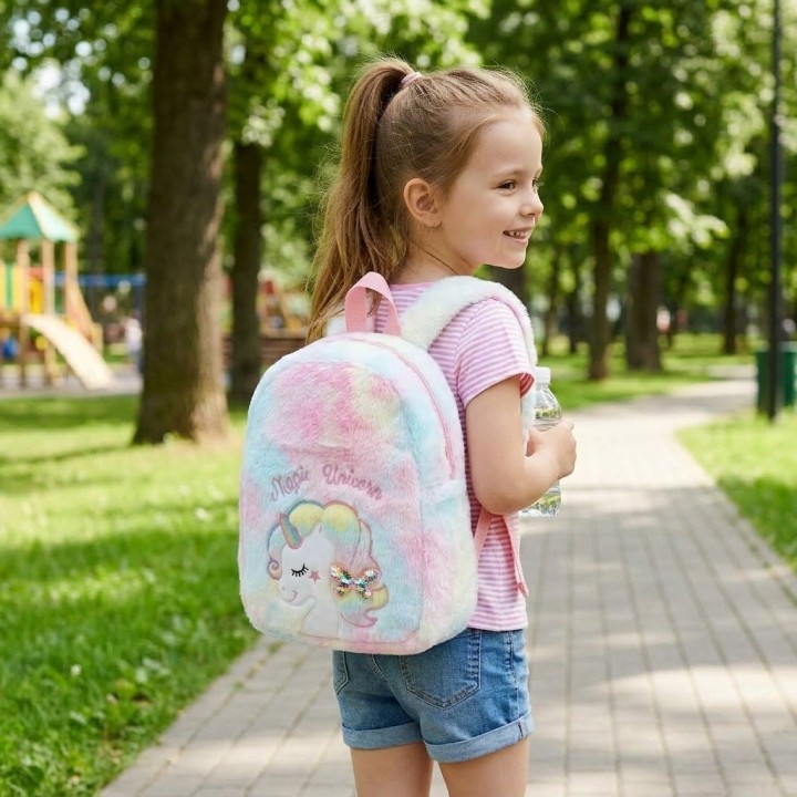 Morral Mochila Peluche Unicornio Para Niña