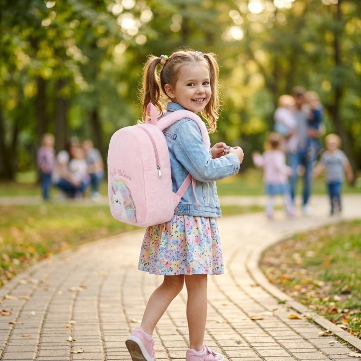 Morral Mochila Peluche Unicornio Para Niña