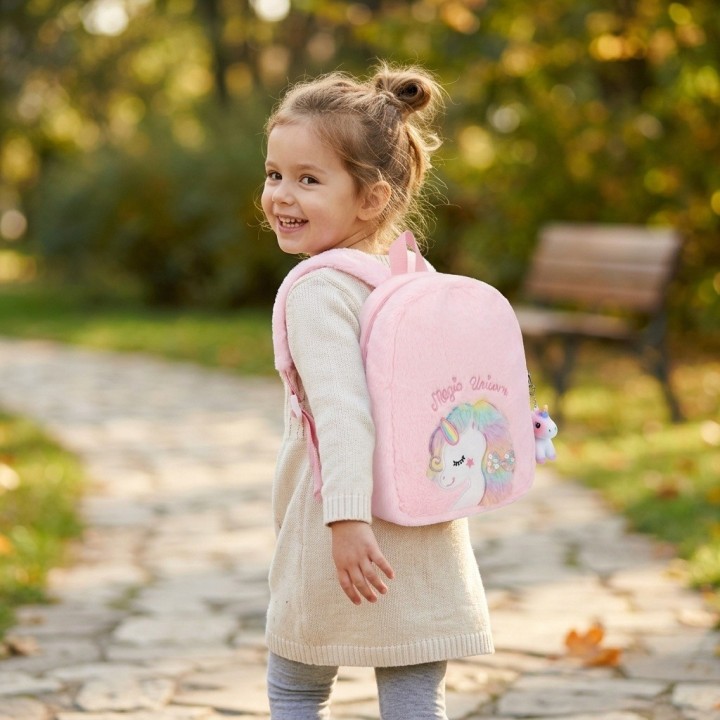 Morral Mochila Peluche Unicornio Para Niña