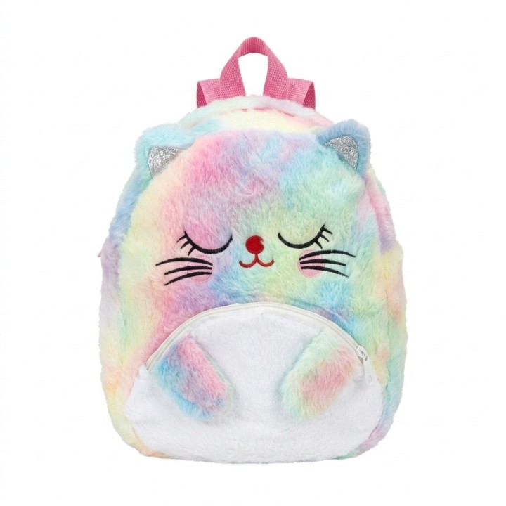 Hermoso Morral Peluche Gato Para Niña Diseño Arcoíris