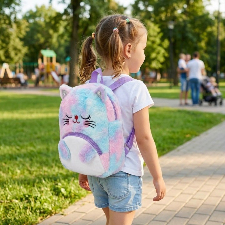 Hermoso Morral Peluche Gato Para Niña Diseño Arcoíris