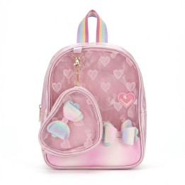 Morral Mochila Tornasol Para Niña Con Monedero Corazón