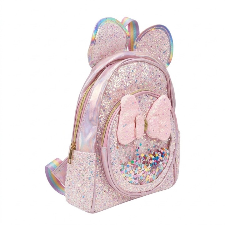 Mochila Morral Brillante Niña Diseño Orejas Lentejuelas