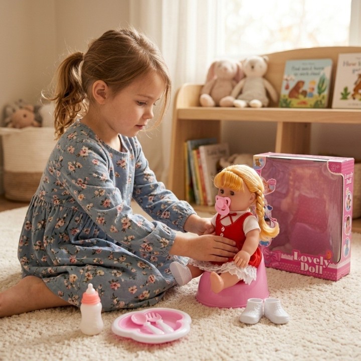Muñeca Bebé Lovely Doll Con Biberón Y Accesorios Niñas