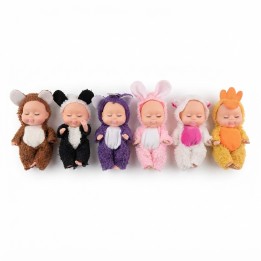 Set 6 Mini Muñecos Bebés Durmientes Disfraz Animalitos