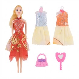 Set Muñeca Con 2 Vestidos Extra Y Accesorios Niña