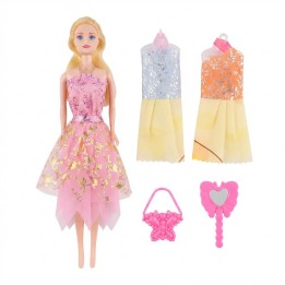 Set Muñeca Con 2 Vestidos Extra Y Accesorios Niña