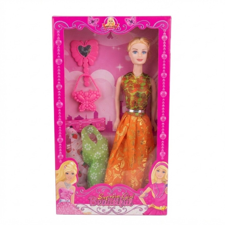 Set Muñeca Con 2 Vestidos Extra Y Accesorios Niña