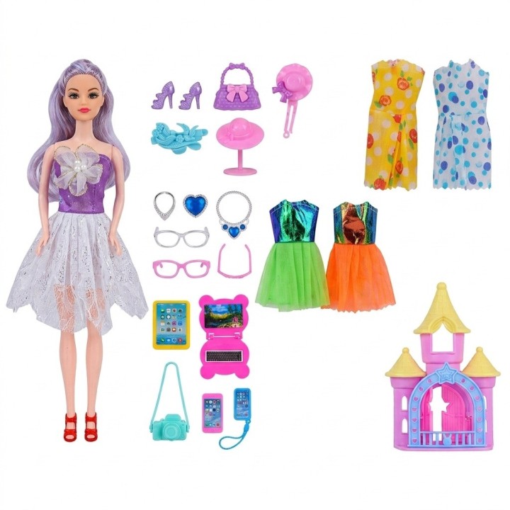 Set Muñeca Fashion Princesa Con Vestidos Y Accesorios
