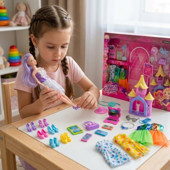 Set Muñeca Fashion Princesa Con Vestidos Y Accesorios
