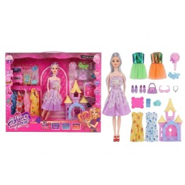 Set Muñeca Fashion Princesa Con Vestidos Y Accesorios
