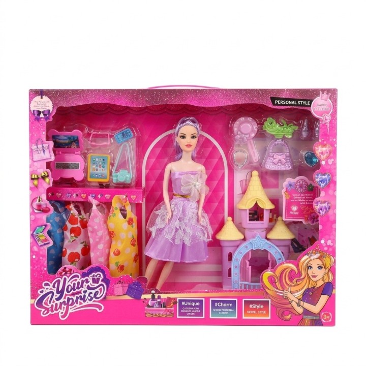 Set Muñeca Fashion Princesa Con Vestidos Y Accesorios