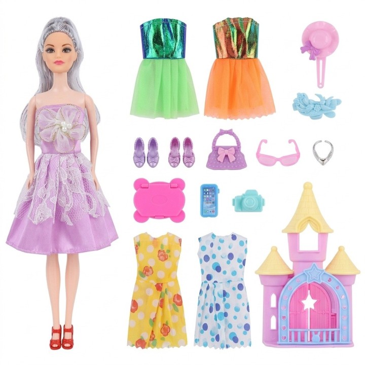 Set Muñeca Fashion Princesa Con Vestidos Y Accesorios