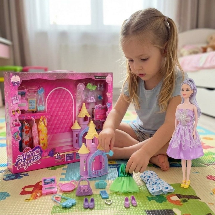 Set Muñeca Fashion Princesa Con Vestidos Y Accesorios