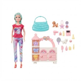 Set Muñeca Lovely Pets Con Mascotas Y Accesorios