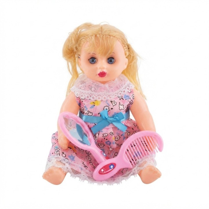 Muñeca Niña Con Morral Transparente Peinilla Y Espejo