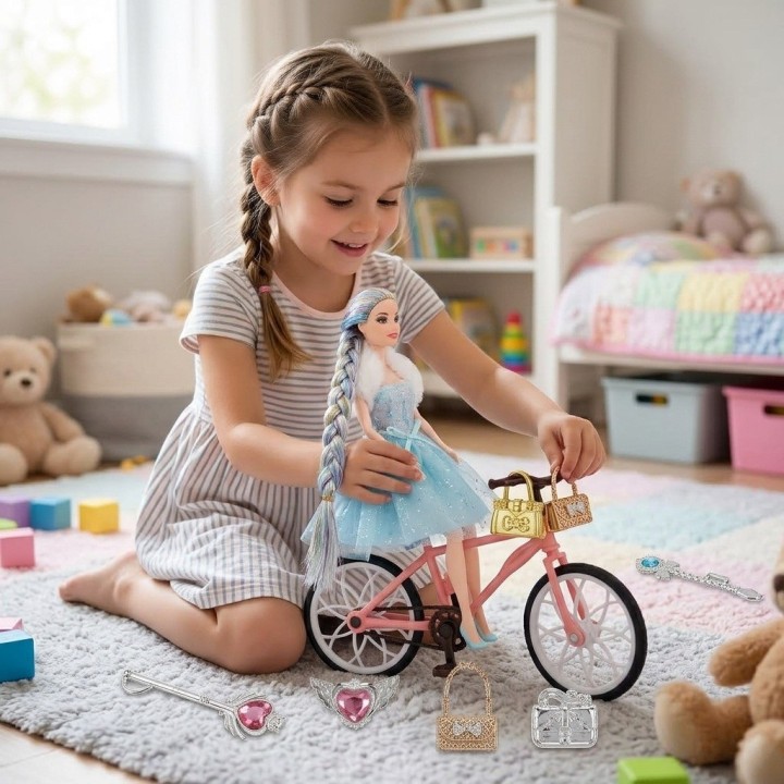 Muñeca Princesa Con Bicicleta Y Accesorios De Magia