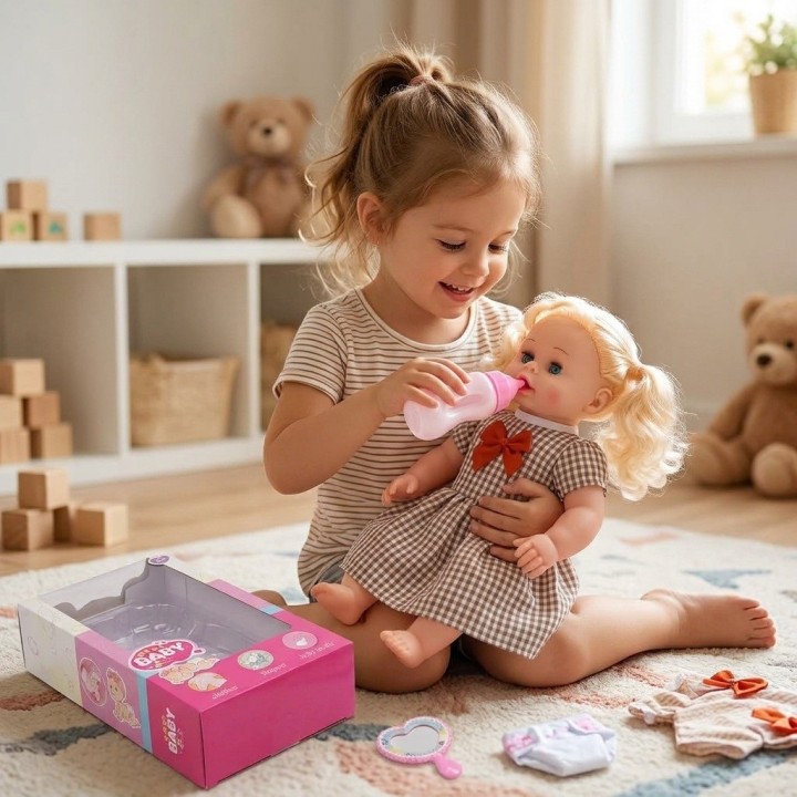 Muñeca Bebé Doll Baby Con Ropa Y Biberón Niñas