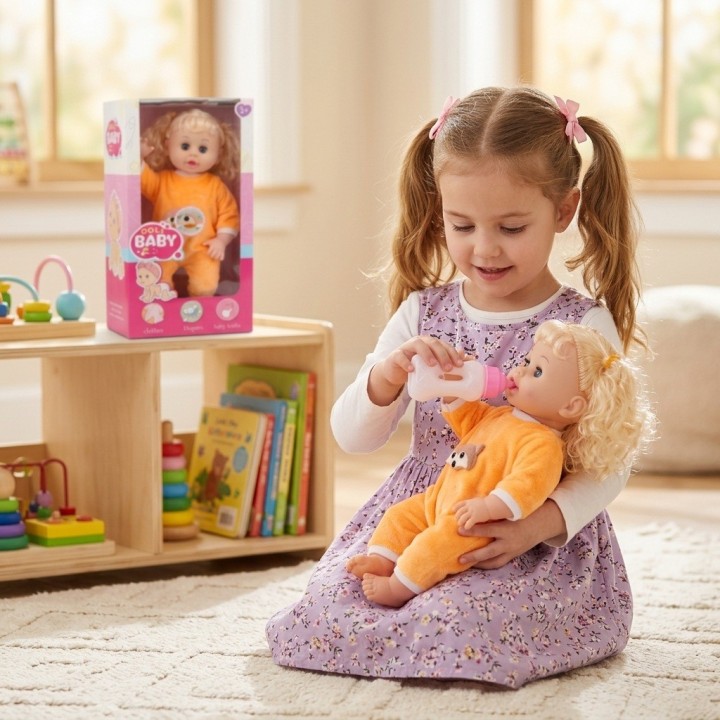 Muñeca Bebé Doll Baby Con Ropa Y Biberón Niñas