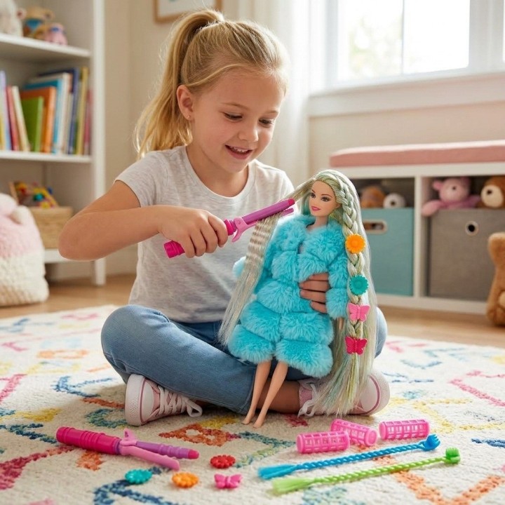 Muñeca Fashion Con Abrigo Y Accesorios De Peinado