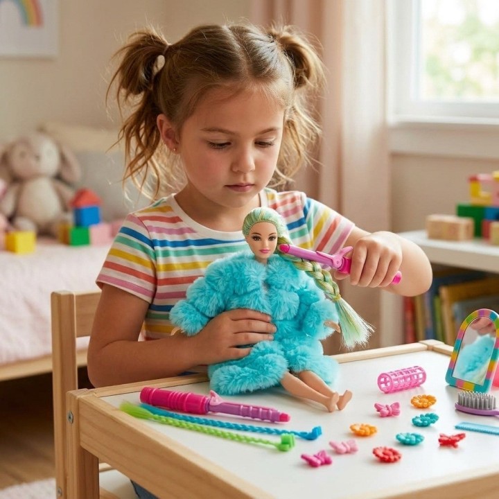 Muñeca Fashion Con Abrigo Y Accesorios De Peinado