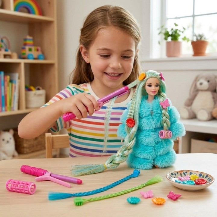 Muñeca Fashion Con Abrigo Y Accesorios De Peinado