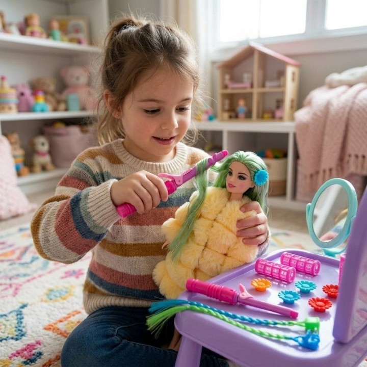 Muñeca Fashion Con Abrigo Y Accesorios De Peinado