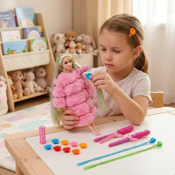 Muñeca Fashion Con Abrigo Y Accesorios De Peinado