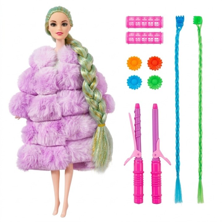 Muñeca Fashion Con Abrigo Y Accesorios De Peinado