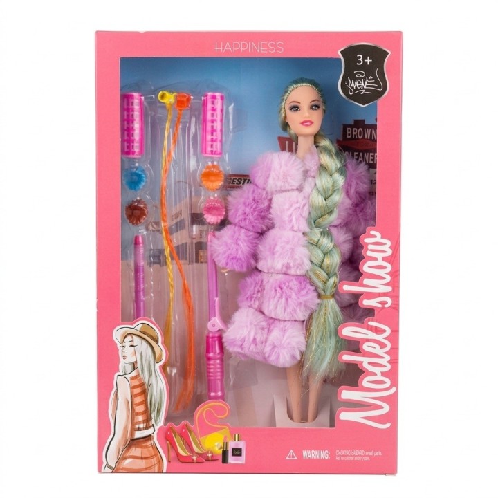 Muñeca Fashion Con Abrigo Y Accesorios De Peinado