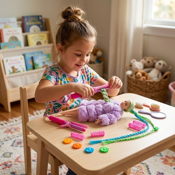 Muñeca Fashion Con Abrigo Y Accesorios De Peinado