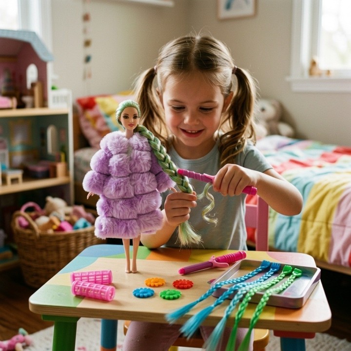 Muñeca Fashion Con Abrigo Y Accesorios De Peinado