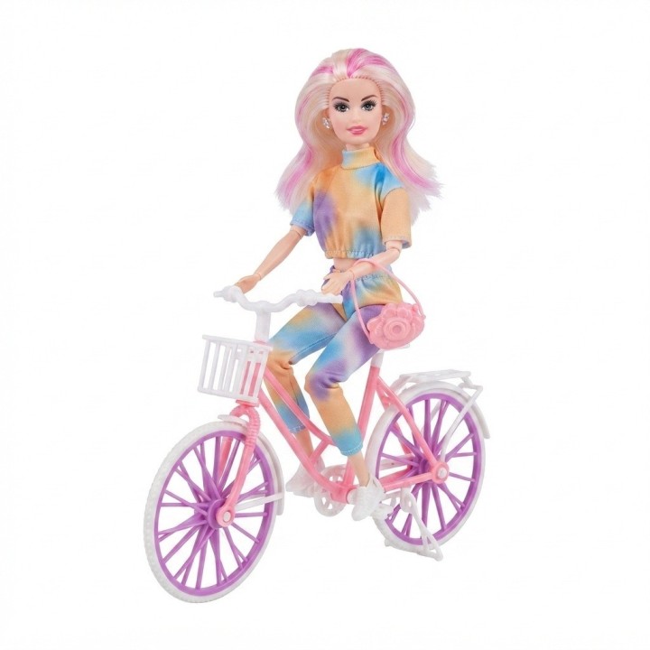 Muñeca Fashion Con Bicicleta Y Accesorios Niñas