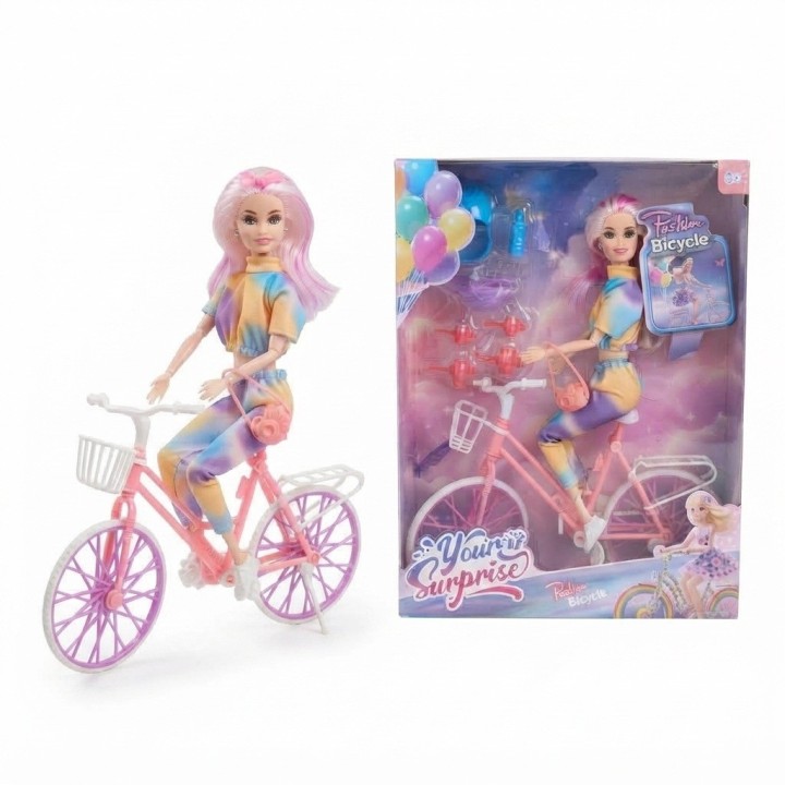 Muñeca Fashion Con Bicicleta Y Accesorios Niñas