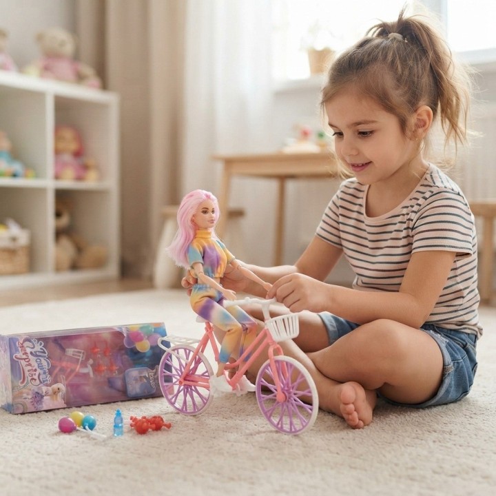 Muñeca Fashion Con Bicicleta Y Accesorios Niñas