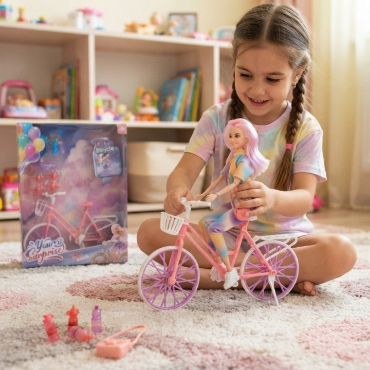 Muñeca Fashion Con Bicicleta Y Accesorios Niñas