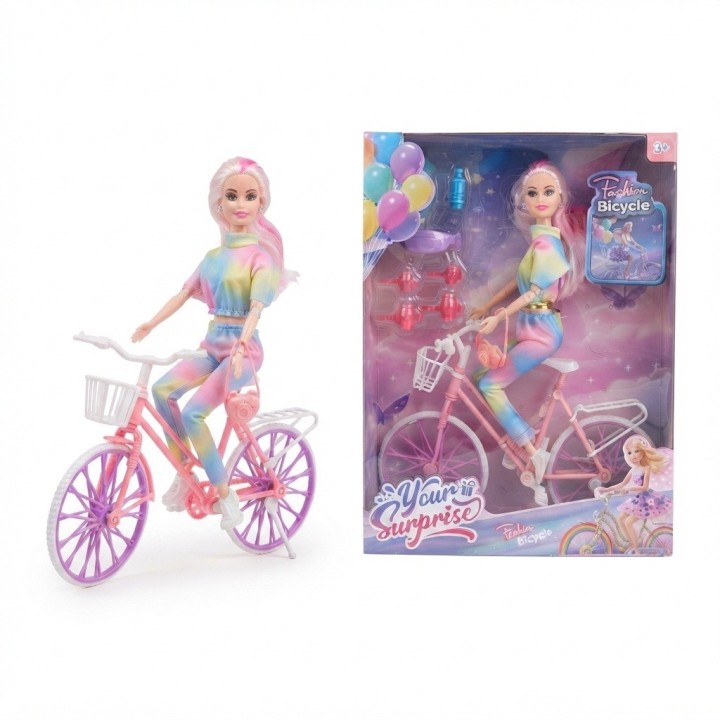 Muñeca Fashion Con Bicicleta Y Accesorios Niñas