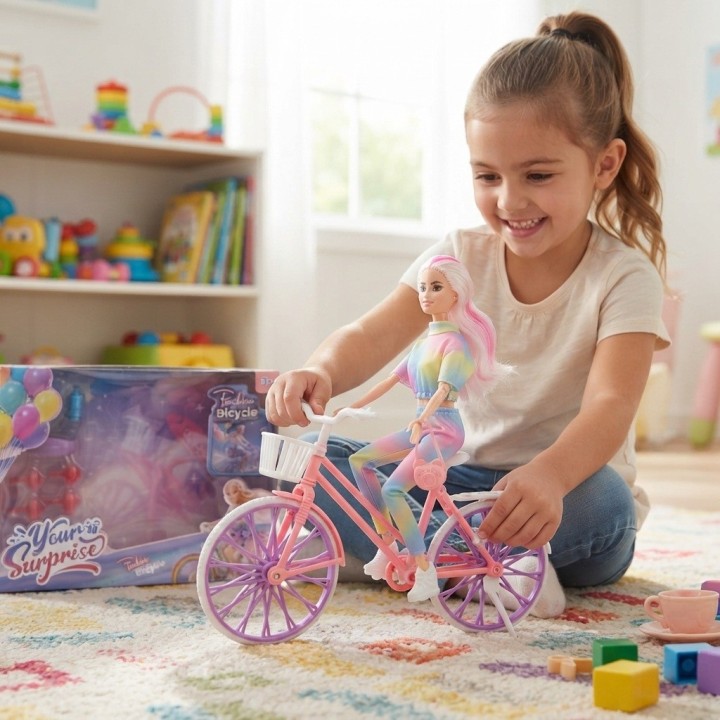 Muñeca Fashion Con Bicicleta Y Accesorios Niñas