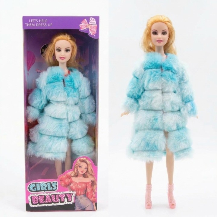 Muñeca Fashion Girls Beauty Con Abrigo Peluche Y Botines