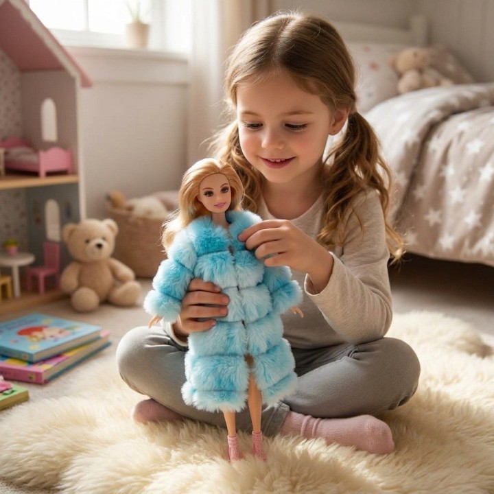 Muñeca Fashion Girls Beauty Con Abrigo Peluche Y Botines