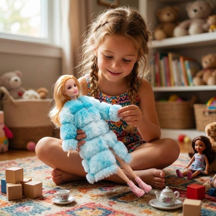 Muñeca Fashion Girls Beauty Con Abrigo Peluche Y Botines