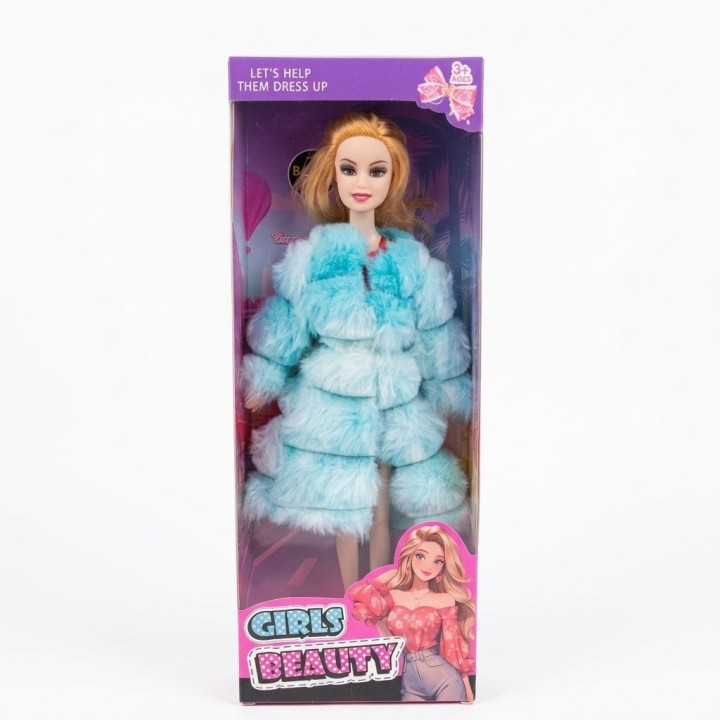 Muñeca Fashion Girls Beauty Con Abrigo Peluche Y Botines
