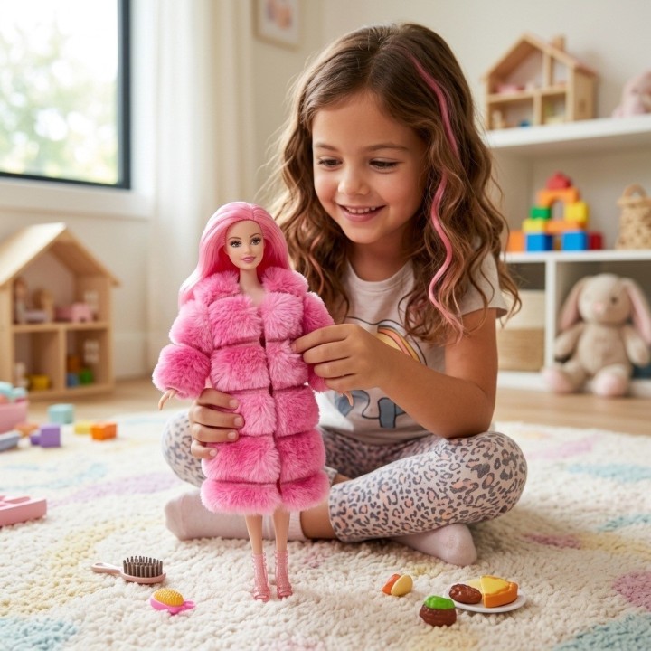 Muñeca Fashion Girls Beauty Con Abrigo Peluche Y Botines