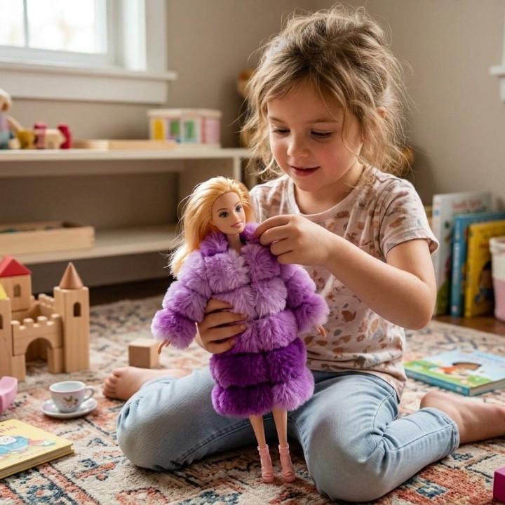 Muñeca Fashion Girls Beauty Con Abrigo Peluche Y Botines