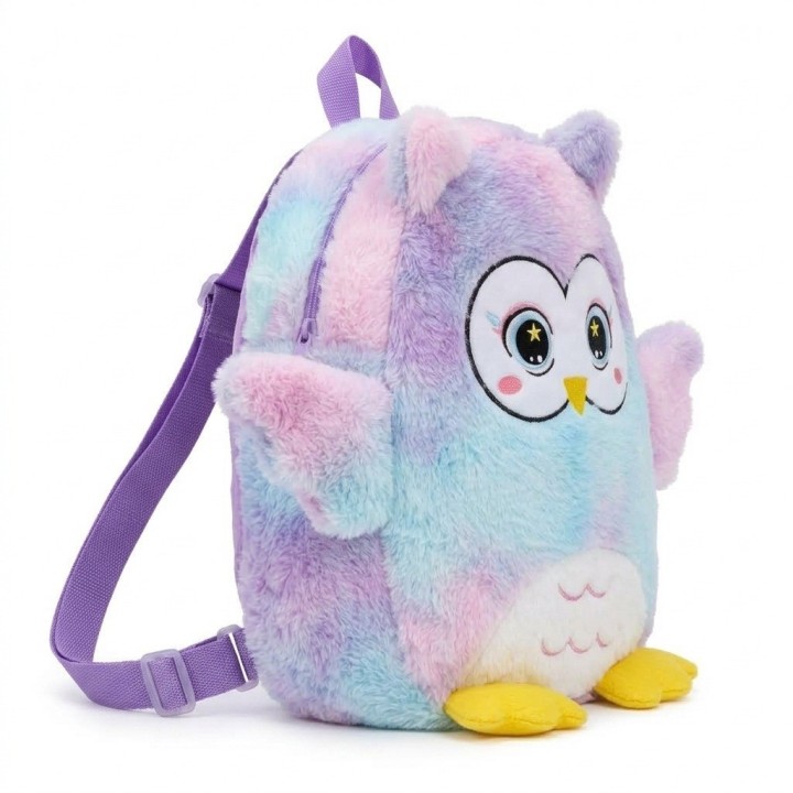 Morral Mochila Búho Peluche Suave Niñas Multicolor