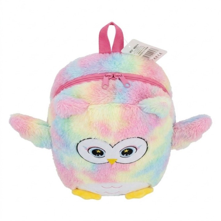 Morral Mochila Búho Peluche Suave Niñas Multicolor